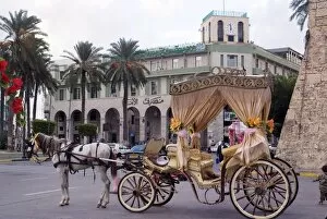 Street scene with carriage, Tripoli, Libya, North Africa, Africa