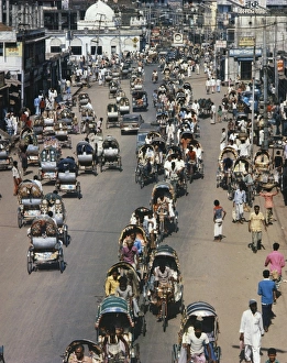 Rick Shaw Prints: Street scene, Dacca, Bangladesh, Asia