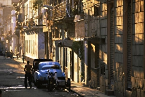 Balcony Prints: Street scene in evening light, Havana, Cuba, West Indies, Central America
