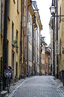 Cobbles Prints: Street scene in Gamla Stan, Stockholm, Sweden, Scandinavia, Europe
