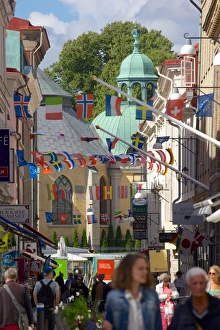 National Flag Prints: Street scene, Gothenburg, Sweden, Scandinavia, Europe