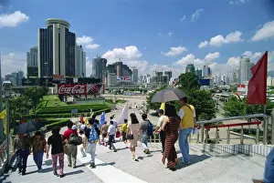 S E Z Prints: Street scene of pedestrian walkway in the centre of Shenzhen City in the Special Economic Zone boomtown on border with