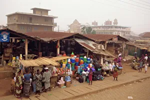 Stall Prints: Street scene, Porto Novo, Benin, West Africa, Africa