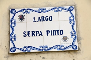 Street Sign Prints: Street sign at one of the main squares, Sao Filipe, Fogo (Fire), Cape Verde Islands
