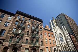 Greenwich Village Prints: Street with tenements and church