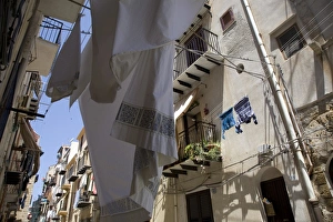 Images Dated 12th June 2007: A street in the town of Cefalu, Sicily, Italy, Europe