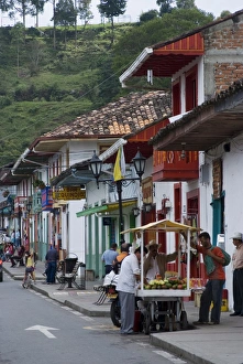 Salento Prints: Street view of the colonial town of Salento, Colombia, South America