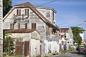 Fort George Prints: Street with wooden colonial buildings, Fort George District, Belize City