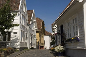 Stavanger Prints: A street of wooden houses in the old town adjacent to the harbour, Stavanger