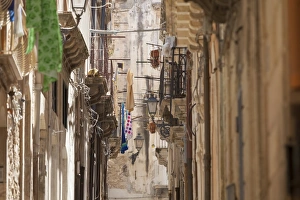 Lamp Prints: Back streets, balconies, Ortigia, Syracuse, Sicily, Italy, Europe