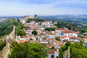 Streets and castle in the medieval walled village of Obidos in Portugals Centro region