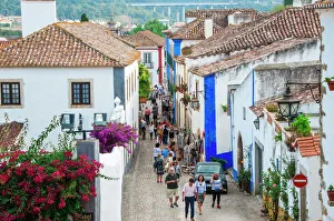 Street Scenes Prints: Streets, Obidos, Estremadura, Portugal, Europe