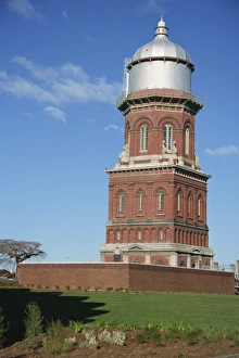 Dunedin Prints: Striking brick building with silver dome tower, Dunedin, Otago, South Island