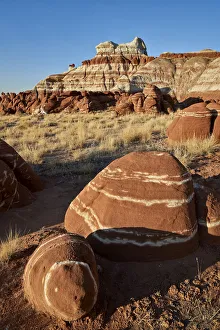 Stripe Prints: Striped red-rock boulders, Hopi Reservation, Arizona, United States of America, North