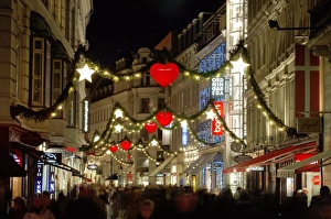 Stroget Ostergade shopping area at Christmas, Copenhagen, Denmark, Scandinavia, Europe