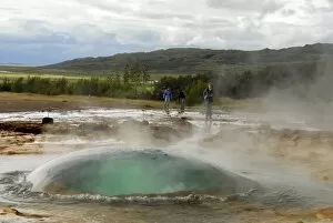 Images Dated 7th August 2010: Strokkur, the unique dome of water that rises at the start of each powerful eruption of the geyser