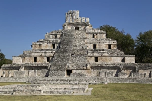 Crumbling Prints: Structure of Five Floors (Pisos), Edzna, Mayan archaeological site, Campeche, Mexico