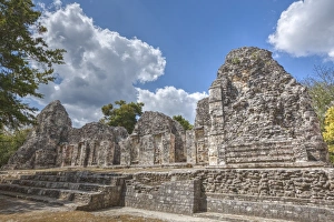Campeche Prints: Structure I, Chicanna, Mayan archaeological site, mixture of Chenes and Rio Bec styles