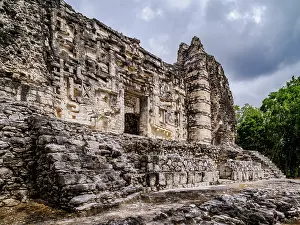 Serpent Prints: Structure II with menacing jaws of the serpent god Itzamna entrance