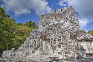 Campeche Prints: Structure XX, Chicanna, Mayan archaeological site, mixture of Chenes and Rio Bec styles