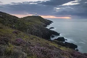 Strumble Head Lighthouse at dusk, Pembrokeshire Coast National Park, Wales, United Kingdom