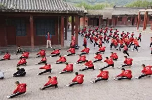 Images Dated 10th January 2000: Students exercising and training at Wushu Institute at Tagou Training school for kung fu students