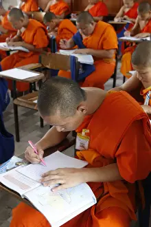Building Interiors Prints: Students taking an exam, Mahachulalongkornrajavidalaya University, Chiang Mai campus