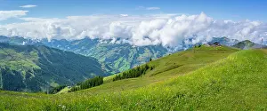 Salzburg Prints: Stunning mountain view from the top station of Schmittenhohebahn on a sunny day in Austria