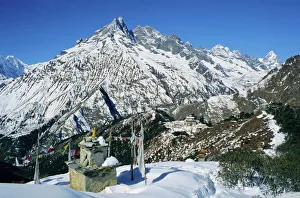 Stupa Prints: Stupa and Tengboche village