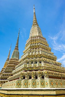 Stereotypically Thai Prints: Stupas at Wat Pho (Temple of the Reclining Buddha), Bangkok, Thailand, Southeast Asia