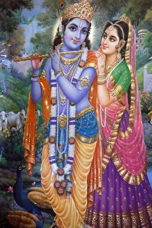 Vietnamese Prints: Subramaniam Swamy Temple, painting of Krishna and Radha, Ho Chi Minh City, Vietnam