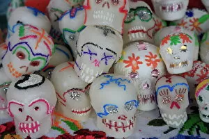 Images Dated 2nd November 2008: Sugar candy skulls, Day of the Dead, Patzcuaro, Michoacan state, Mexico, North America