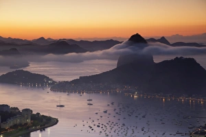 Pao De Acucar Prints: Sugarloaf Mountain (Pao de Acucar) at dawn, Rio de Janeiro, Brazil, South America