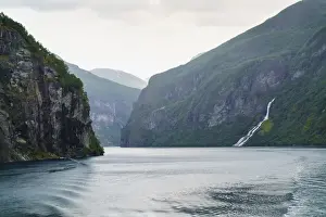 Geirangerfjord Prints: The Suitor Waterfall lies directly opposite the Seven Sisters Waterfall, Geirangerfjord