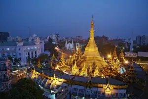 Traditionally Burmese Prints: Sule Paya, Yangon (Rangoon), Myanmar (Burma), Asia