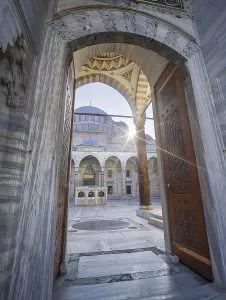 Byzantine Prints: Suleymaniye Camii Mosque main gate, UNESCO World Heritage Site, Istanbul, Turkey, Europe