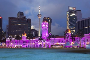 Kitsch Prints: The Sultan Abdul Samad Building at night, Kuala Lumpur, Malaysia, Southeast Asia, Asia