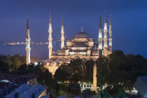 Blue Mosque Prints: Sultan Ahmet Mosque (Blue Mosque) at twilight, Istanbul, Turkey, Europe