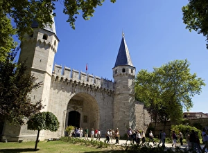 Traditionally Turkish Prints: The Sultans Topkapi Palace entrance, Istanbul, Turkey, Europe, Eurasia