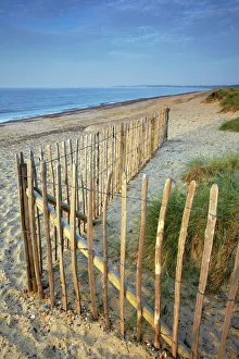 Fence Prints: A summer morning on the beach at Walberswick, Suffolk, England, United Kingdom, Europe