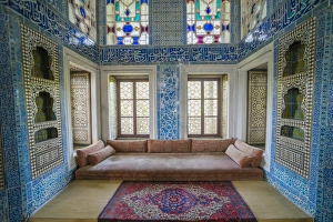 Summerhouse interior at Topkapi Palace, UNESCO World Heritage Site, Istanbul, Turkey