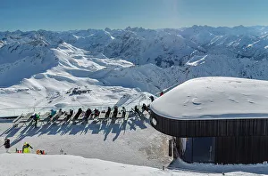 Chairs Prints: Summit restaurant on Nebelhorn summit