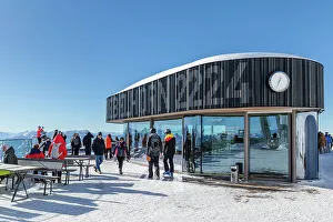 Chairs Prints: Summit restaurant on Nebelhorn summit