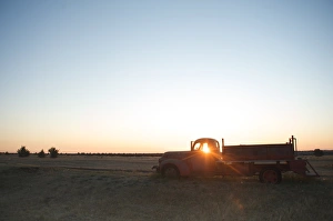 Simplicity Prints: The sun beams through window of old farm truck at sunrise