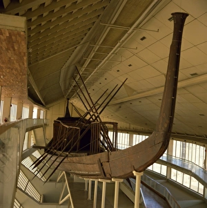 Reconstruction Prints: Sun Boat excavated at site of Cheops Pyramid, Giza, now in Giza Museum