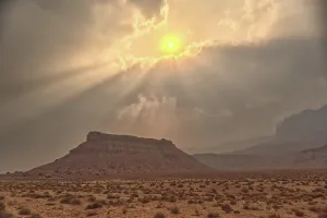Haze Prints: Sun shining through dense smoke from the Dragon Bravo Wildfire enshrouding Vermilion Cliffs National Monument Arizona