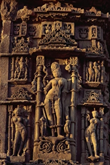 Detail of the Sun Temple, built by King Bhimbev in the 11th century, Modhera
