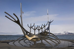 Icelandic Culture Prints: Sun Voyager Sculpture, Reykjavik, Iceland, Polar Regions