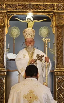 Images Dated 11th August 2007: Sunday Mass celebrated by Bishop Elias Chacour, Haifa Melkite Cathedral, Haifa, Israel