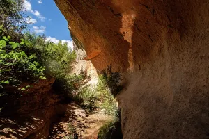 Canyon Prints: Sunlight highlights the sandstone walls of the Barranco de Luna gorge in Granada
